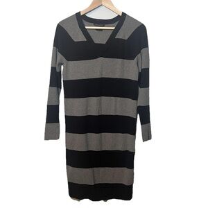A|X Armani Exchange Sweater Dress Women’s XL Black Gray Striped - Casual Office
